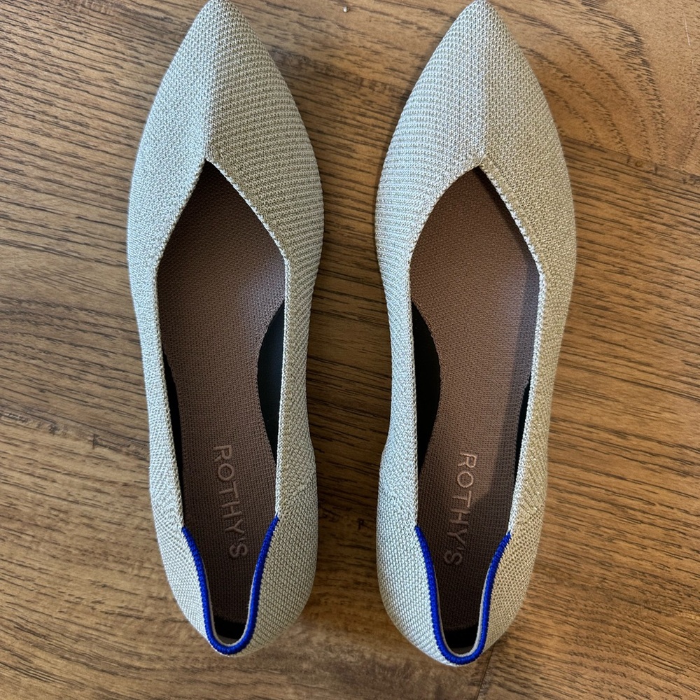 The Point Rothy's Platinum Sparkle Flats